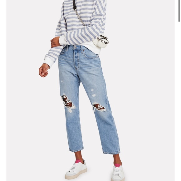 LEVI'S 501 Original Cropped Patched Jeans - Picture 3 of 11